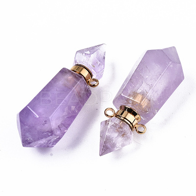 Faceted Natural Amethyst Pendants G-T131-15G-1