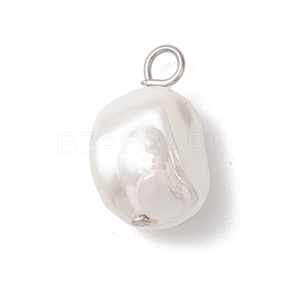 Electroplated Shell Pearl Nuggets Charms PALLOY-JF04641-02-1