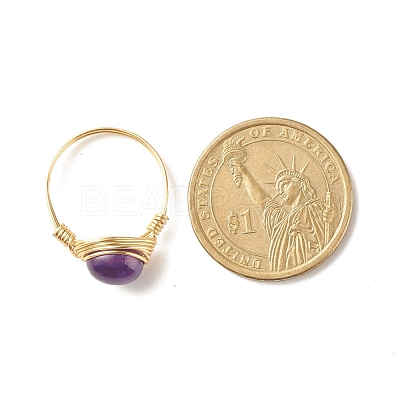 Natural Amethyst Oval Finger Rings RJEW-JR00441-01-1