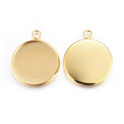 Rack Plating 304 Stainless Steel Pendant Cabochon Settings STAS-F191-14G-F-1