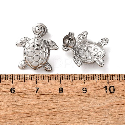 304 Stainless Steel Turtle Stud Earrings EJEW-Z135-02P-02-1