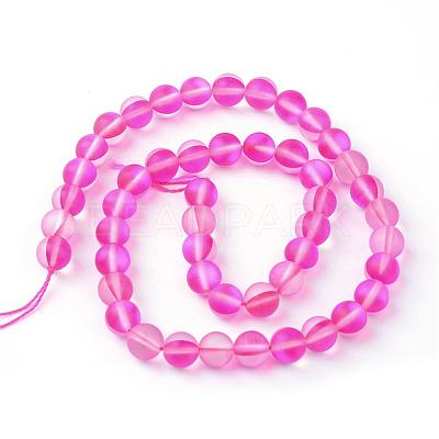 Synthetic Moonstone Beads Strands G-R375-6mm-A01-1