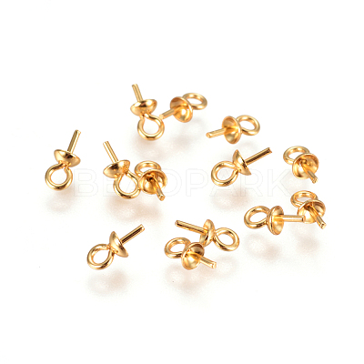 304 Stainless Steel Cup Pearl Peg Bails Pin Pendants X-STAS-F227-50-G-1