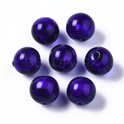 Handmade Silver Foil Glass Beads X-FOIL-R054-10mm-11-1