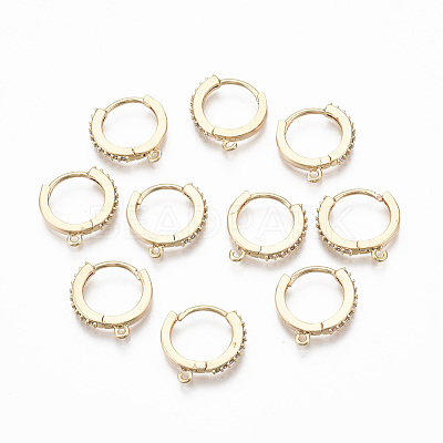Brass Micro Pave Cubic Zirconia Huggie Hoop Earring Findings X-KK-T063-013-NF-1
