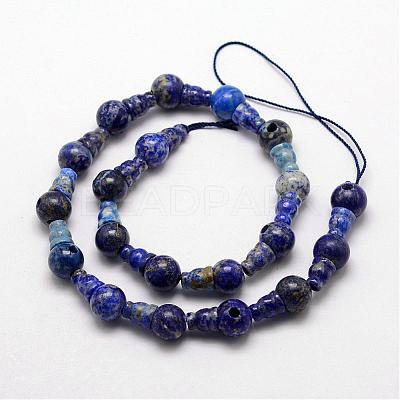 Natural Lapis Lazuli 3-Hole Guru Bead Strands G-K148-06-1