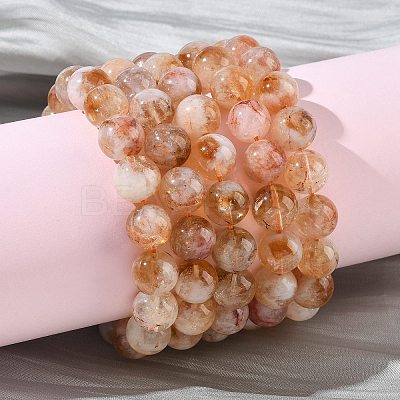Natural Citrine Round Beads Stretch Bracelets for Women BJEW-Z158-03B-02-1