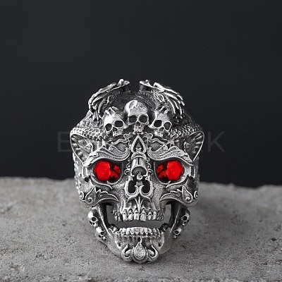 Alloy Rhinestone Adjustable Statement Cuff Open Rings for Men FS-WG8D7BC-02-1