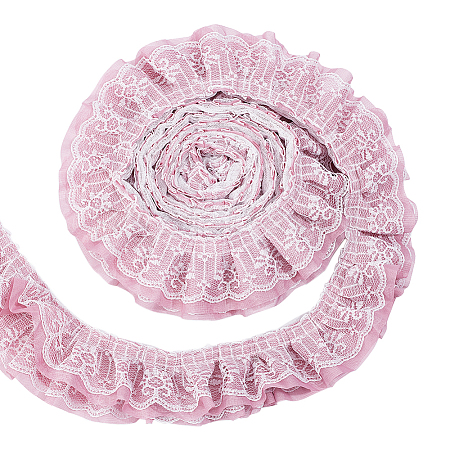 Polyester Pleated Lace Trim OCOR-WH0080-77C-1