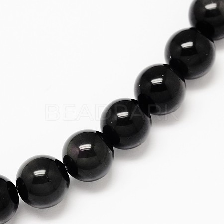 Grade AA Natural Obsidian Round Beads Strands G-L275-03-8mm-1