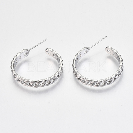 Brass Half Hoop Earrings KK-R117-054P-NF-1