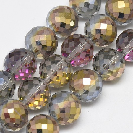 Electroplate Glass Beads Strands EGLA-Q086-12mm-01-1