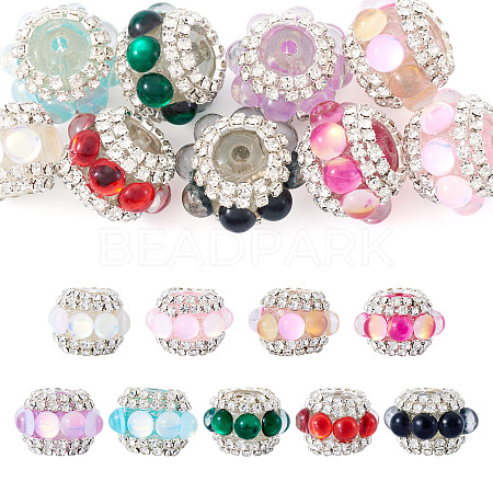 9Pcs 9 Colors Sparkling Acrylic Rhinestone Round Beads OACR-TA0003-92B-1