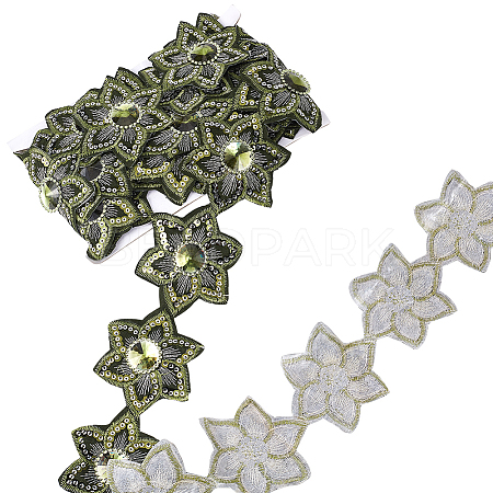 Iron on/Sew on Ethnic Style Embroidery Flower Polyester Lace Ribbons OCOR-WH0060-47A-1
