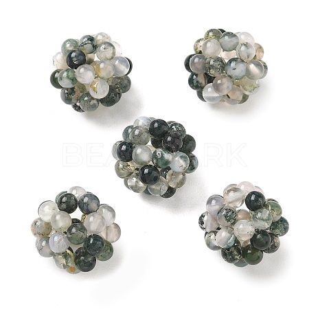Natural Moss Agate Woven Beads GG-CBA2E9C-E01-1