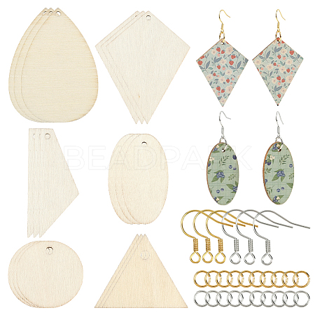 DIY Wooden Dangle Earring Making Kits DIY-SP0005-03-1