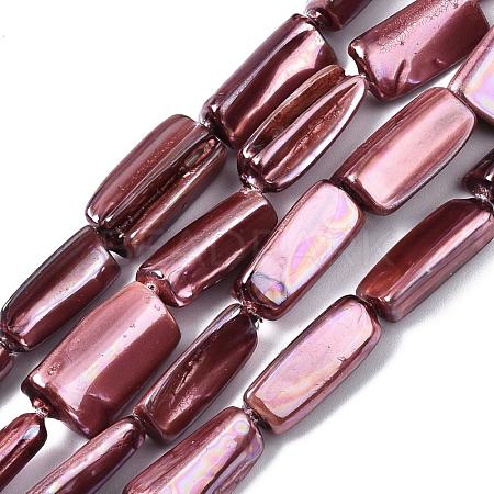 Spray Painted Natural Freshwater Shell Beads Strands X-SHEL-S276-90D-1