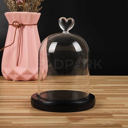 Heart Shaped Top Clear Glass Dome Cover BOTT-PW0003-001B-B03-1