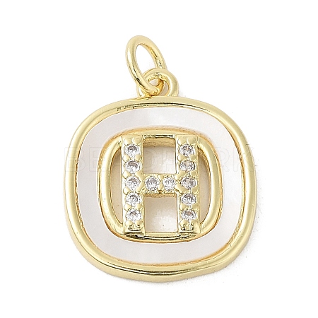 Rack Plating Brass Micro Pave Clear Cubic Zirconia Pendants KK-E102-33G-H-1