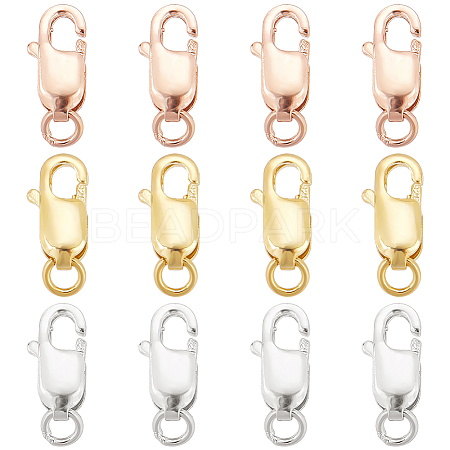   12Pcs 3 Colors 925 Sterling Silver Lobster Claw Clasps STER-PH0001-13-1