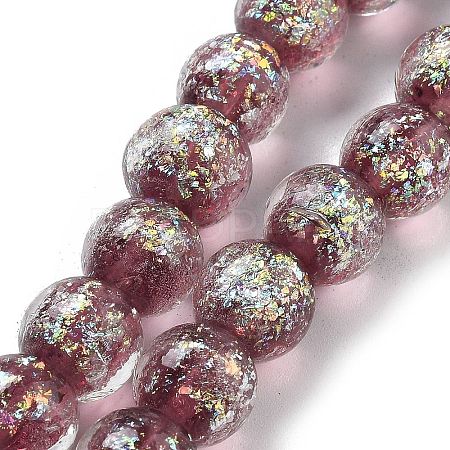 Handmade Dichroic Foil Glass Beads Strands DICH-U001-06F-1