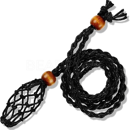 Adjustable Braided Waxed Cord Macrame Pouch Necklace Making FIND-WH0126-149A-01-1