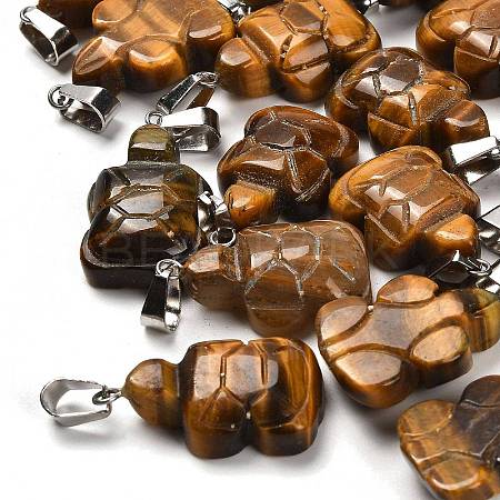 Natural Tiger Eye Pendants G-B127-06P-07-1