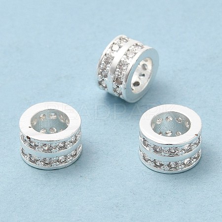 Rack Plating Brass Cubic Zirconia European Beads KK-R147-10S-1