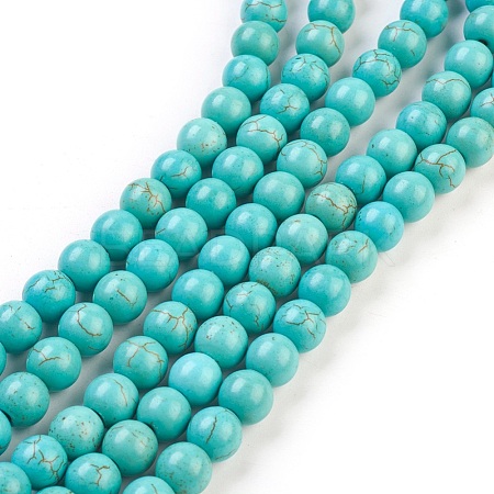 1 Strand Synthetic Turquoise Round Beads Strands X-TURQ-G106-8mm-02D-1