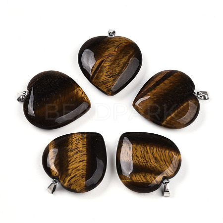 Natural Tiger Eye Pendants G-S364-006D-1