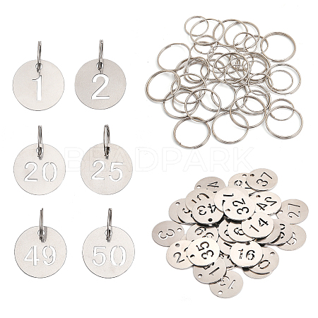 Globleland 201 Stainless Steel Numbered Marking Identification Hang Tags STAS-GL0001-01-1