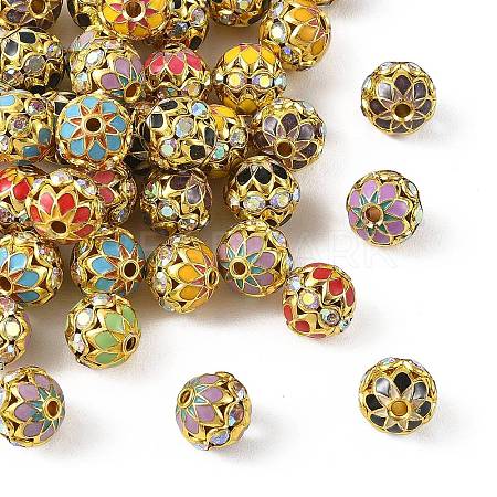 Brass & Alloy & Rhinestone Enamel Beads RB-CBA973B-11C-G-1