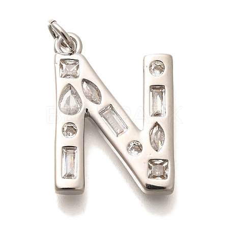 Brass Micro Pave Clear Cubic Zirconia Pendants KK-G521-01P-N-1
