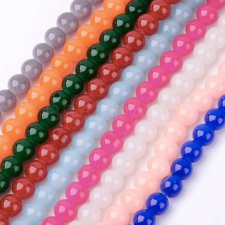 Imitation Jade Glass Beads Strands DGLA-S076-10mm-M-1