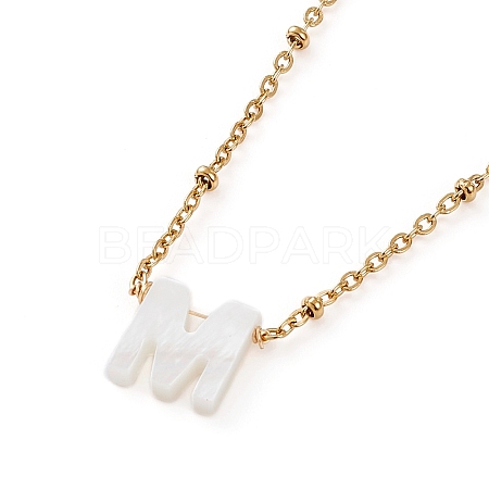 (Jewelry Parties Factory Sale)Natural Shell Initial Pendant Necklaces NJEW-JN03298-02-1