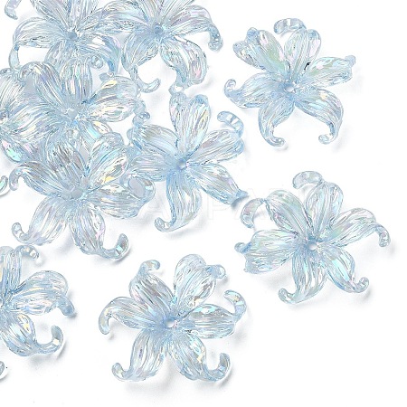 10Pcs UV Plating Iridescent Plastic Beads Caps FIND-YW0007-94C-1