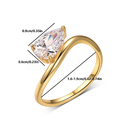 Brass Pave Single Cubic Zirconia Finger Rings for Women LS-ZK8046-7-1