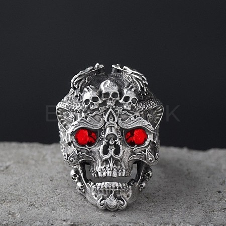 Alloy Rhinestone Adjustable Statement Cuff Open Rings for Men FS-WG8D7BC-02-1