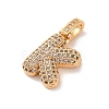 Brass Micro Pave Cubic Zirconia Pendants KK-C076-29K-G01-2