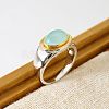 Oval Brass Cat Eye Finger Rings FS-WGC727D-02-4