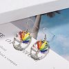 Oval with Tree of Life Glass Seed Braided Dangle Earrings EJEW-JE04874-01-3