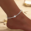 Round Plastic Pearl & Alloy Chain Anklets for Women FS-WGFFC1B-06-1