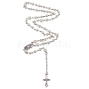 Glass Pearl Beads Rosary Bead Necklaces HJEW-FG00020-1