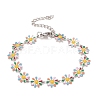 Enamel Daisy Link Chains Bracelet BJEW-P271-01P-02-1