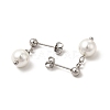 Glass Pearl Tassel Dangle Stud Earrings EJEW-P219-10P-2