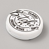 Flat Round with Word Food Grade Eco-Friendly Printed Silicone Focal Beads SIL-SZC0008-07C-2