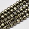 Natural Pyrite Round Beads Strands G-F197-10-10mm-2