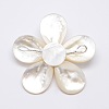 Natural White Shell Mother of Pearl Shell Flower Big Pendants SSHEL-J032MS-08-2