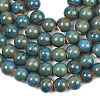 Handmade Fancy Antique Glazed Porcelain Ceramic Round Beads Strands PORC-L019-13mm-09-2