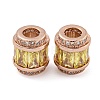 Rack Plating Brass Micro Pave Cubic Zirconia European Beads KK-F089-31RG-06-1